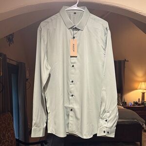 Haggar Men's Light Sage Green Dress Shirt